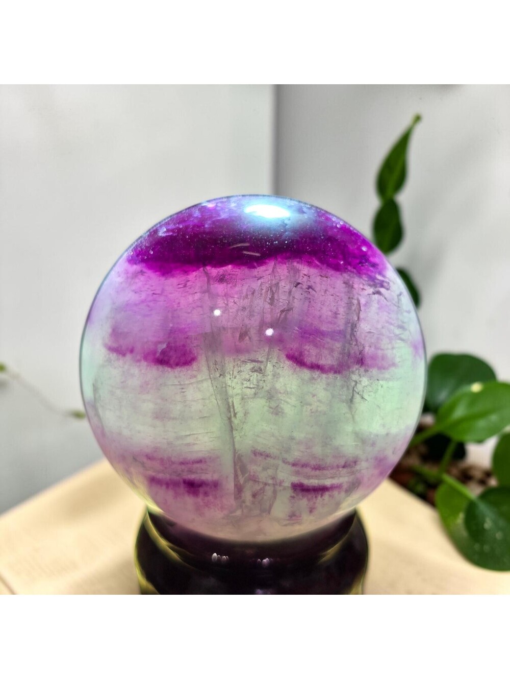 A273. HQ Blue/Purple Fluorite Sphere w/Rainbows 53mm Natural Crystal Sphere Orb